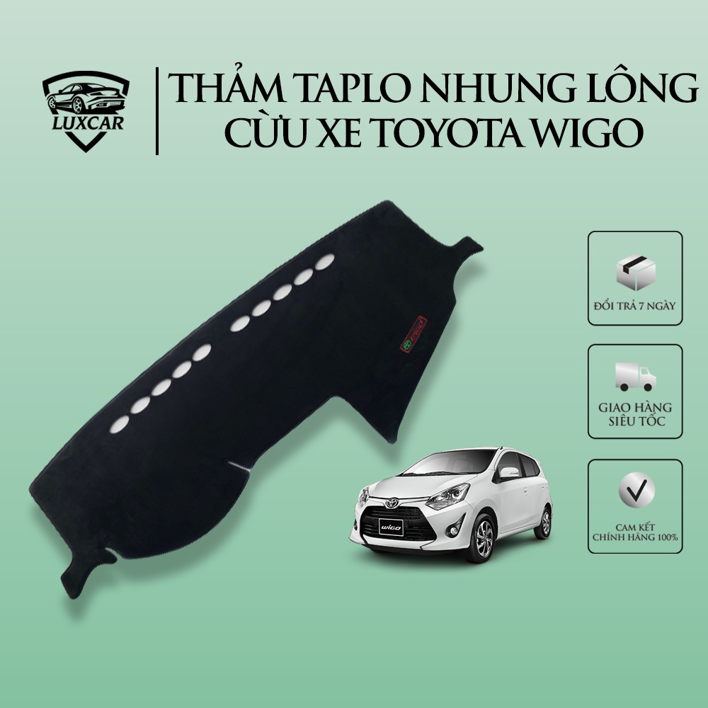 Thảm Taplo Nhung Lông Cừu TOYOTA WIGO - Đế Cao Su Chống Trượt LUXCAR