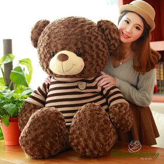 Gấu bông Teddy choco lông xoắn hoa hồng size 1m1