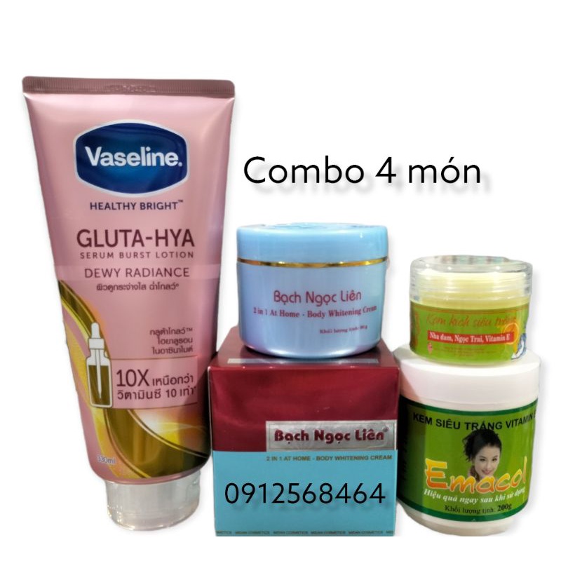 Combo Kem Bạch Ngọc Liên Vaseline Kích Kèm Trắng