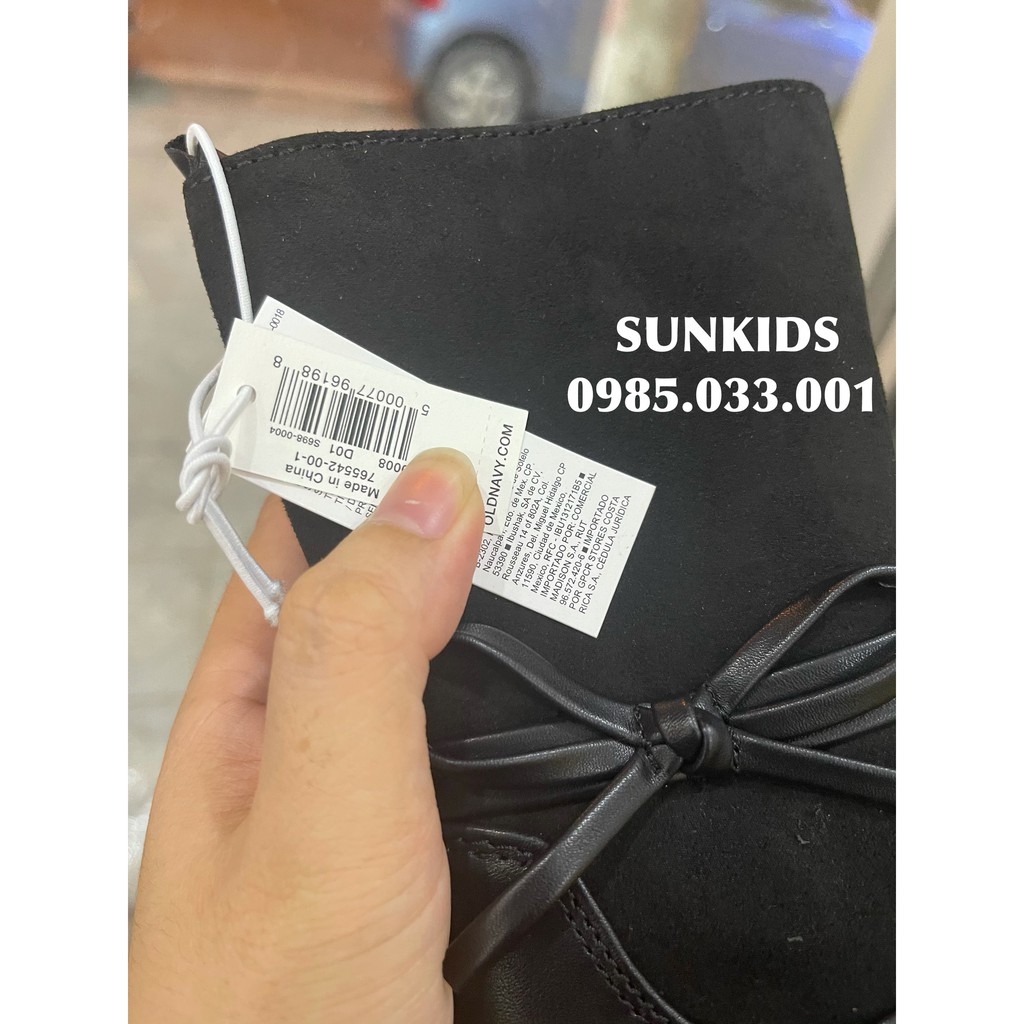 Boot da Old. Navy đen phối nơ kéo khóa