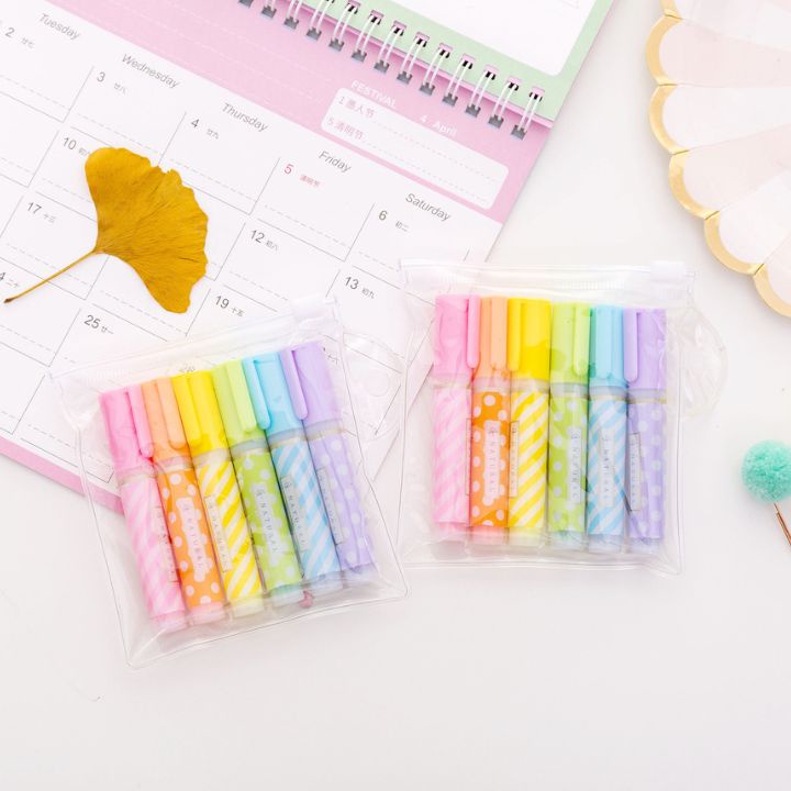 Set 6 Bút Nhớ Dòng Bút Đánh Dấu Bút Dạ Quang Highligher Mini Cute Cho Học Sinh Sinh Viên Nhân viên Văn phòng