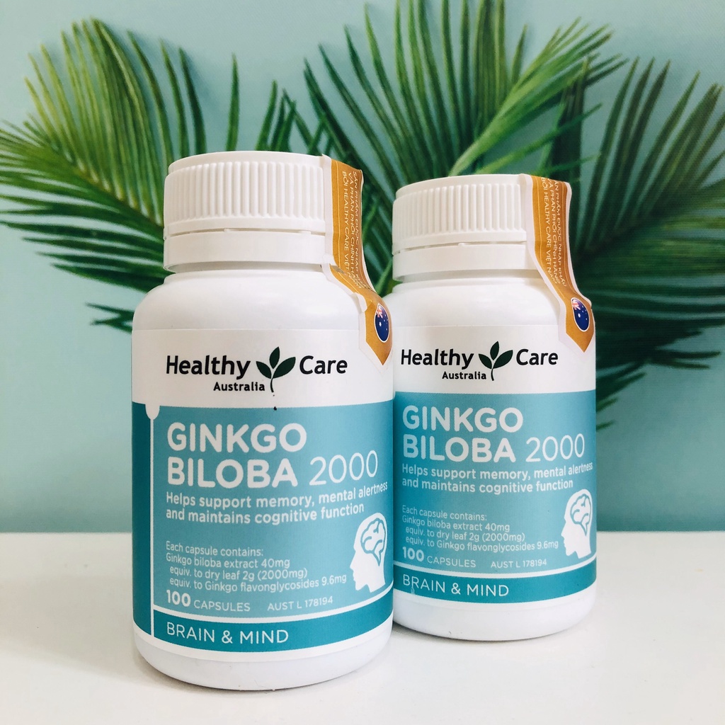 Combo 2 Hộp Bổ Não Healthy Care Ginkgo Biloba 2000mg Hộp 100 Viên