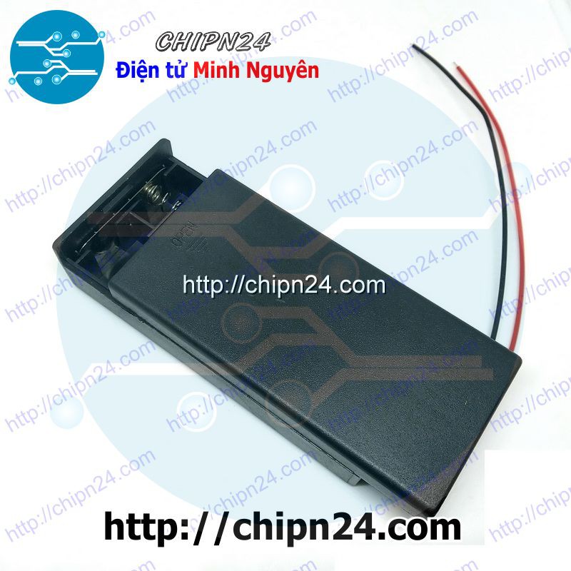 [1 CÁI] (C75) Hộp Đế Pin 18650 2 viên Có Nắp Có Công Tắc
