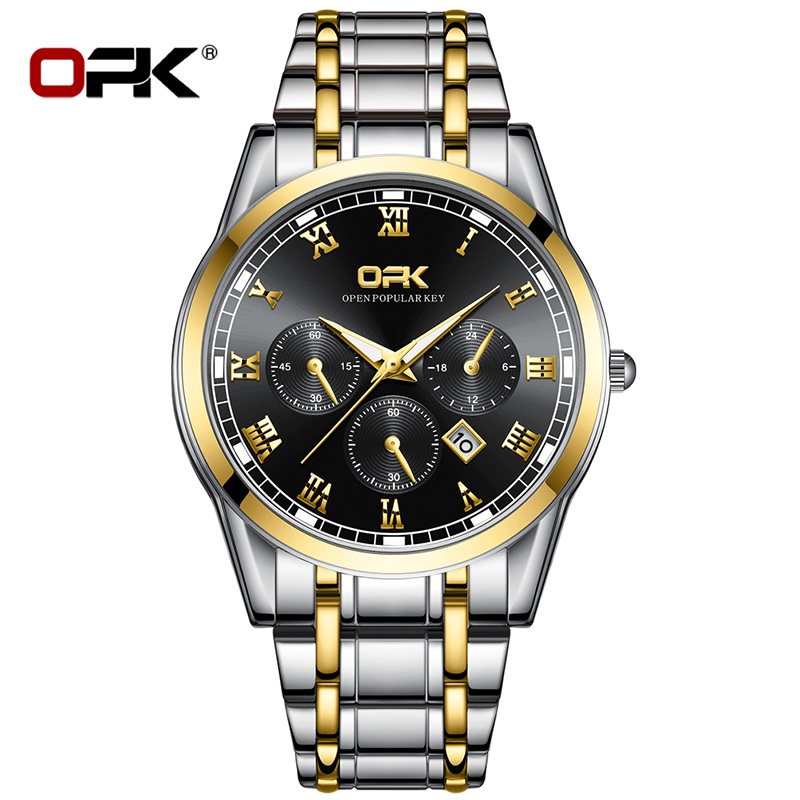 Đồng hồ OPK OLEVS 8119 có lịch hiệu ứng dạ quang không thấm nước không gỉ chính hãng thời trang công sở dành cho nam