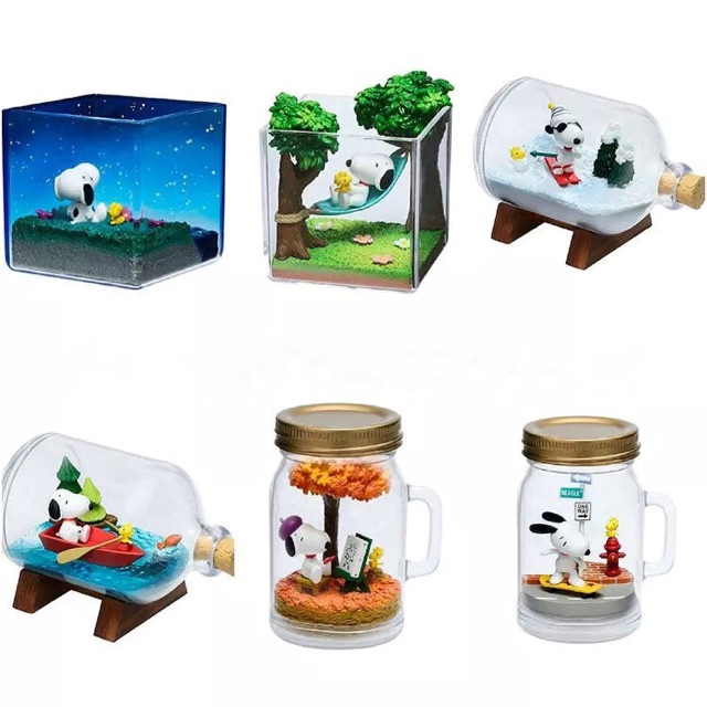 Bộ mô hình Re-ment Snoopy Terrarium On Vacation