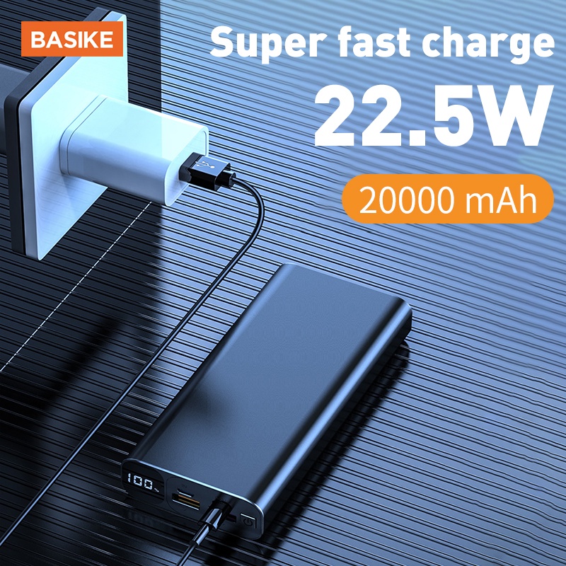 Sạc Dự Phòng 20000mAh BASIKE PT119D PD22.5W sạc nhanh vỏ kim loại