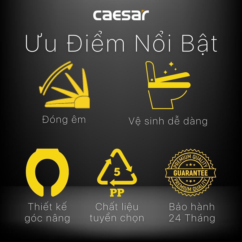 Nắp bàn cầu kháng khuẩn M232 rơi êm Caesar