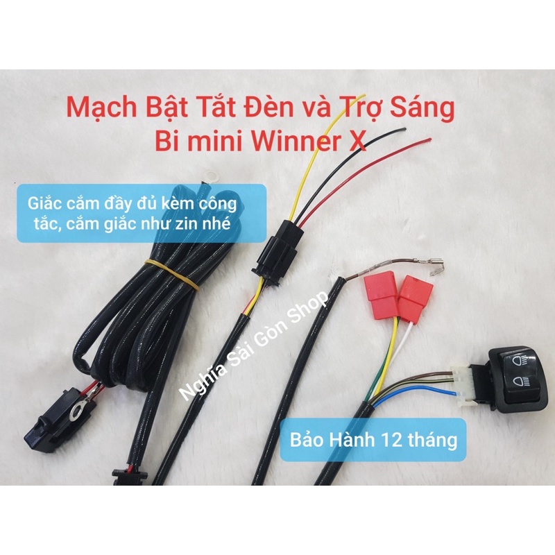 Mạch Bật Tắt đèn và Trợ sáng Bi mini cho xe winner X kèm công tắc