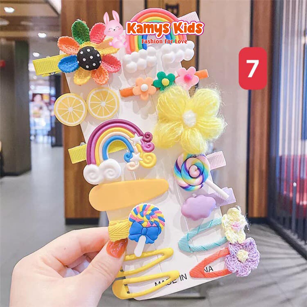 Set 14 kẹp tóc xinh xắn cho bé gái KAMYS KIDS