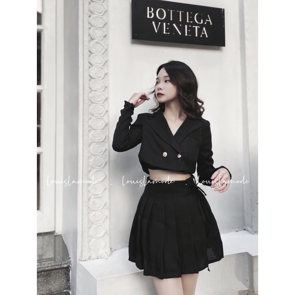 ( ẢNH CHÍNH CHỦ ) Set Vest Croptop Buộc Dây Eo