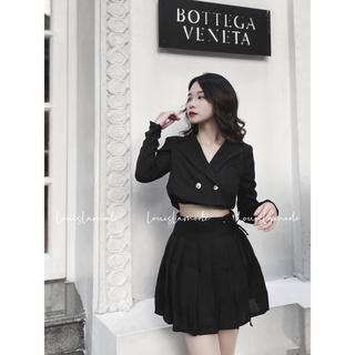 Set Vest Croptop Buộc Dây Eo