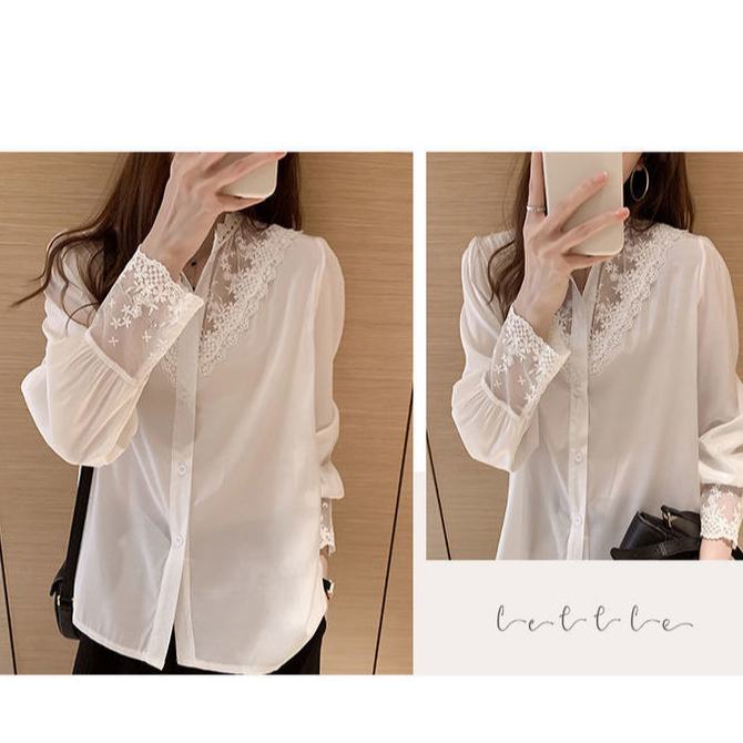 Áo Chiffon Phối Ren Thời Trang Mùa Xuân Mới Cho Nữ Mã