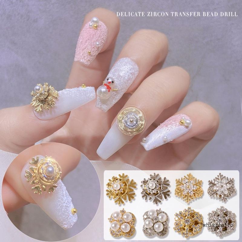 Hộp Phụ Kiện Trang Trí Móng Tay 3D Hình Bông Tuyết Xoay Được