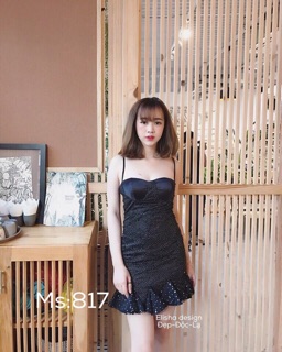 Đầm 2 dây kim sa đính ngọc