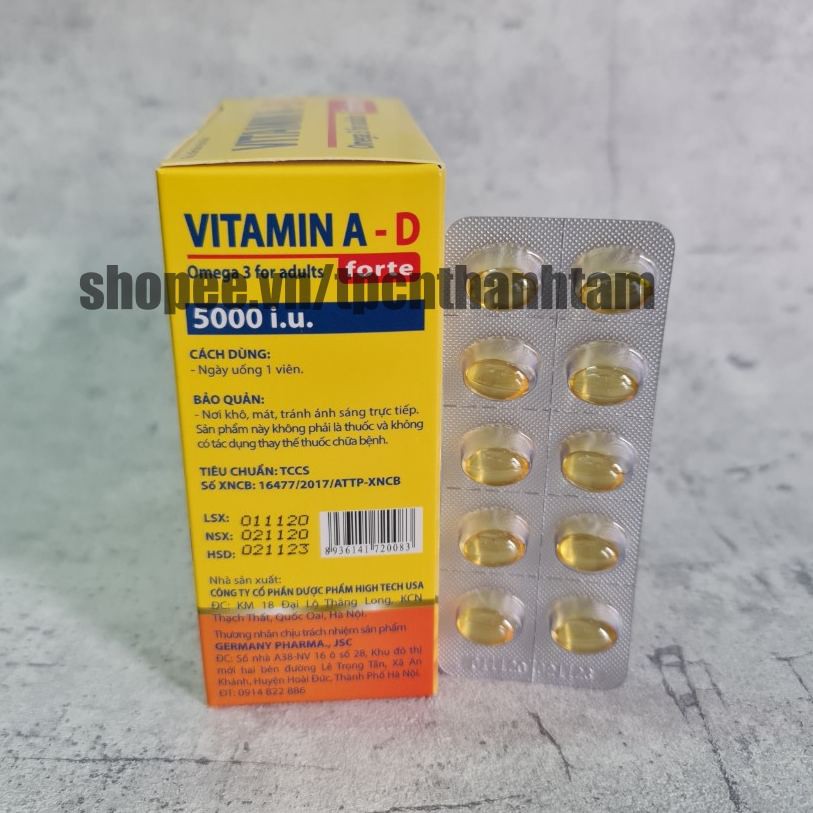 Viên uống bổ sung VITAMIN A-D giúp bố sung vitamin A,D tăng cường sức khỏe – Hộp 100 viên