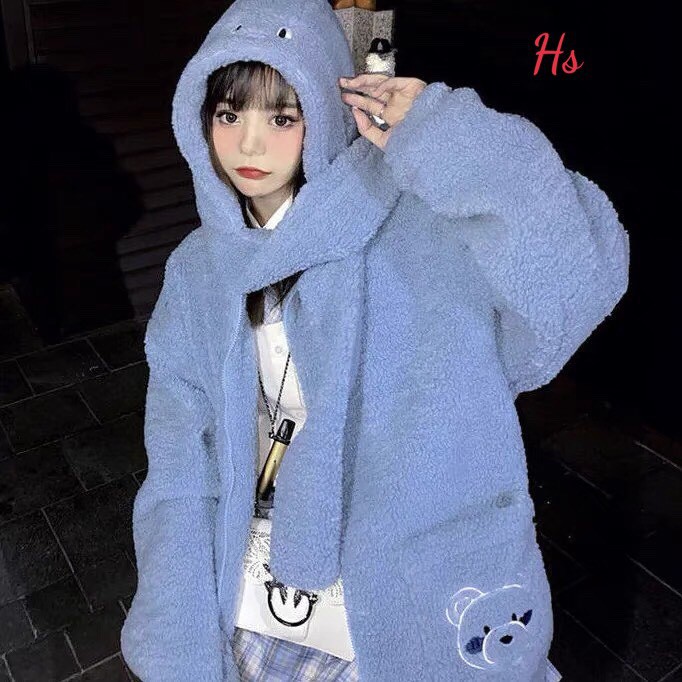 Áo Khoác Lông Thêu Hình Gấu Mã 624