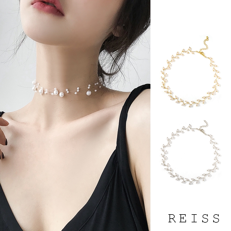 Vòng cổ choker đính hạt giả ngọc trai phong cách Hàn Quốc thời trang xinh xắn cho nữ