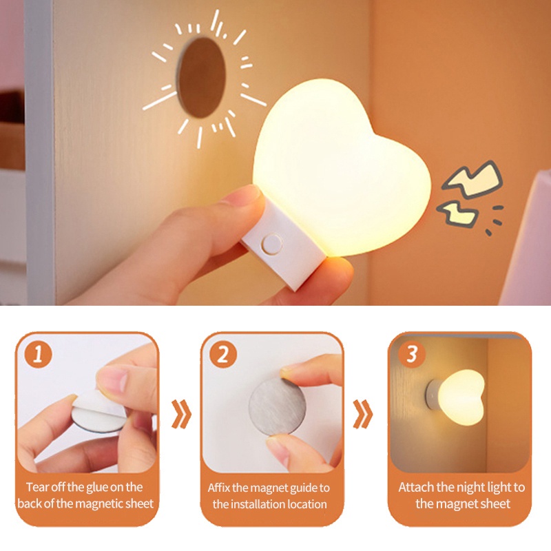 Đèn Ngủ LED USB Hình Trái Tim Trang Trí Nhà Cửa