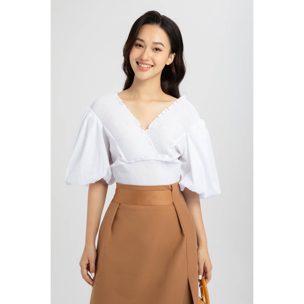 Áo croptop tay bồng nữ IVY moda MS 16B8137