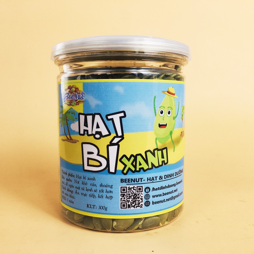 (Hũ 300g) Hạt bí xanh (Ấn Độ) Hạt bí rang sấy thơm bùi, đã tách vỏ Hạt dinh dưỡng - BeeNut