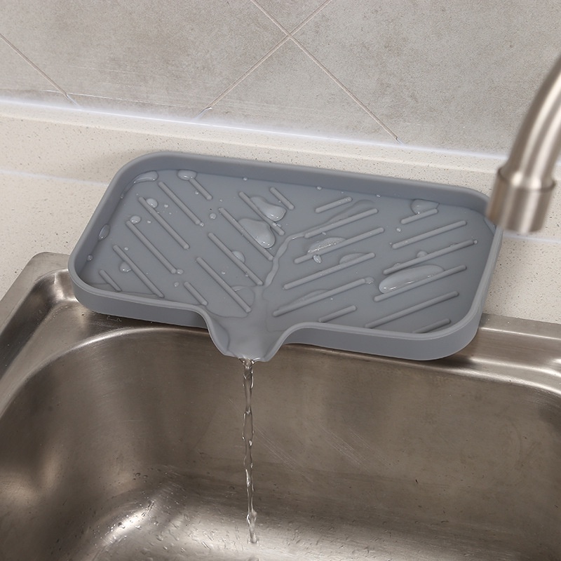 Khay Silicone Đựng Xà Phòng Có Rãnh Thoát Nước Gắn Bồn Rửa Chén
