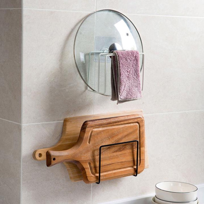 Giá Đỡ Nắp Nồi / Thớt Bằng Sắt Gắn Tường Không Cần Khoan Siêu Bền Tiện Dụng Cho Nhà Bếp
