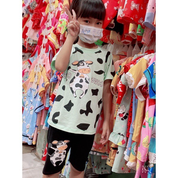 Bộ bò sữa cho bé gái chất cotton co giãn 4c cho bé từ 1t-6t