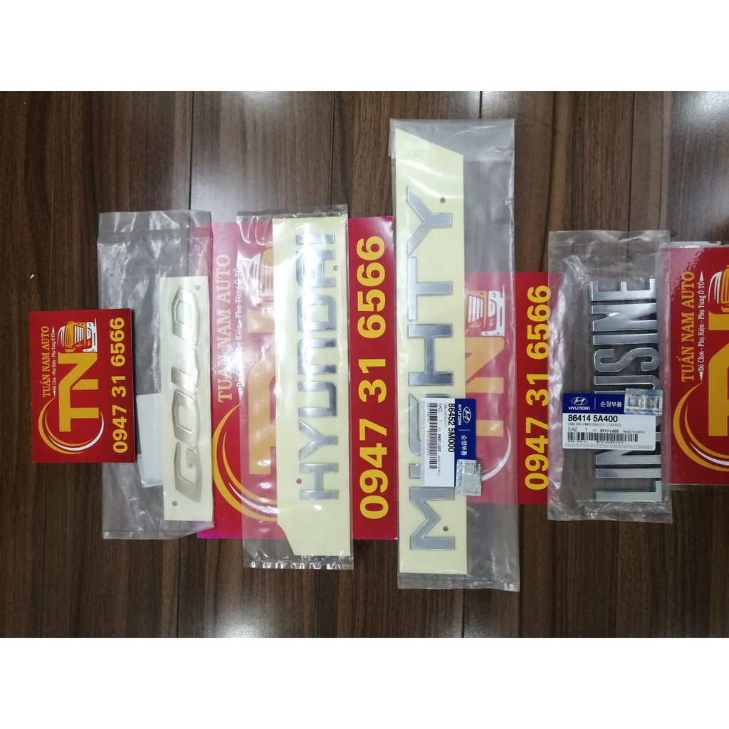 Tem Logo Chữ Nổi Kim Loại Hyundai, Gold, Limosine, Mighty