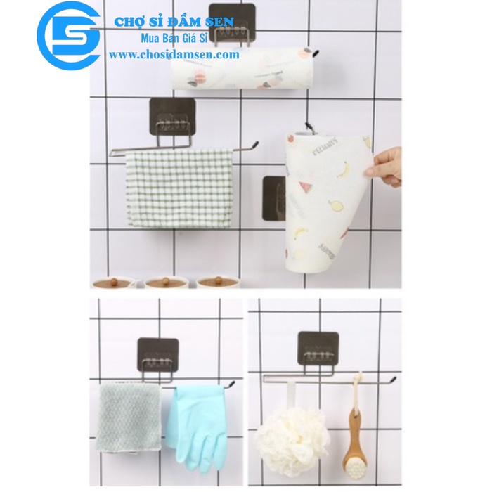 Thanh Móc Inox treo Cuộn giấy, Khăn lau bếp, Giấy vệ sinh dán tường chắc chắn. Thanh treo đồ dùng đa năng  G285-ThanhMoc