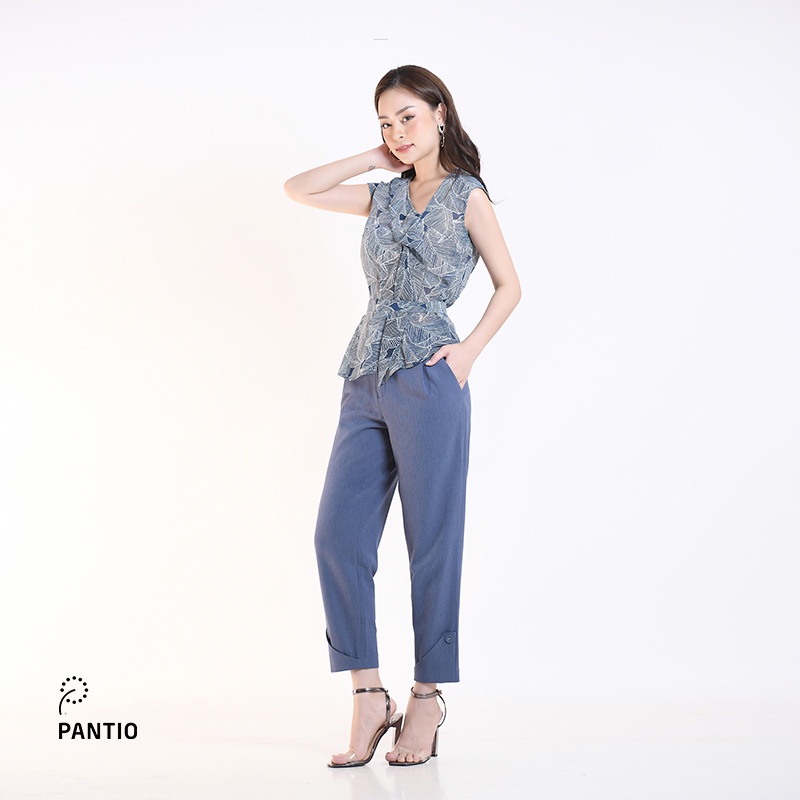 Áo sơ mi chất liệu voan đai bo eo dáng suông FAS52165- PANTIO