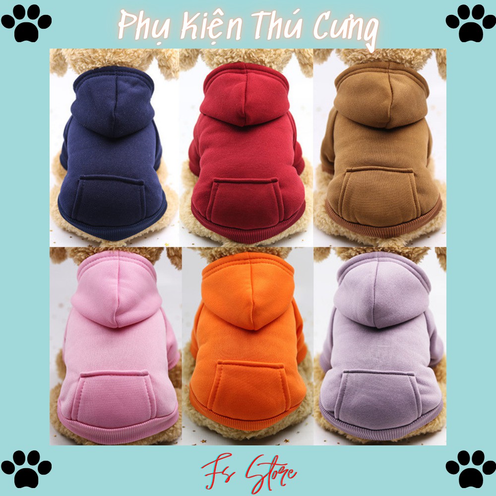 Áo Cho Chó Mèo, Áo Hoodie dành cho thú cưng, loại trơn, rằn ri, đủ size xs - xxl, A3