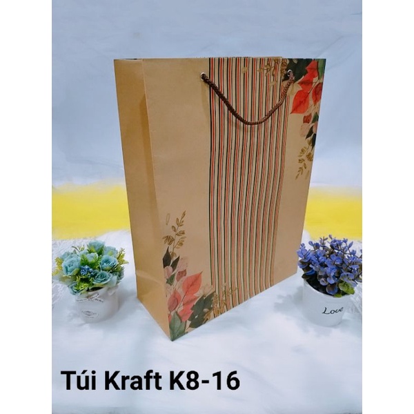 Túi giấy kraft hoa văn 30x40x12