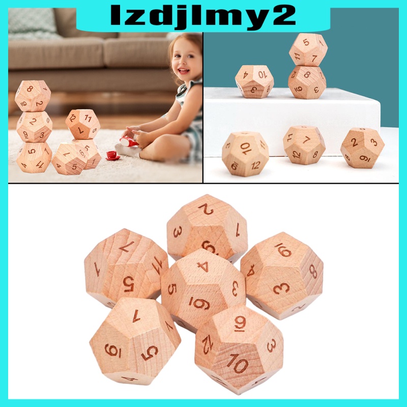 Romanful 5pcs Wooden D12 12-Sided Dice Board Game DND MTG Dice for Role Playing