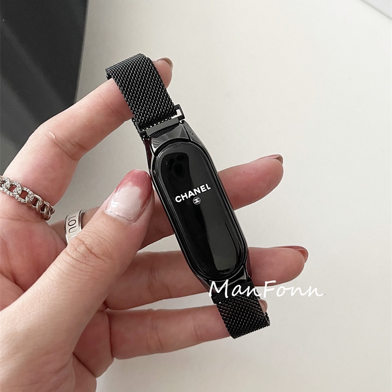 Dây Đeo Thay Thế Chất Liệu Thép Không Gỉ Dạng Mắt Xích Cho Xiaomi Band 3/4/5/6 Watch Mi 3 4