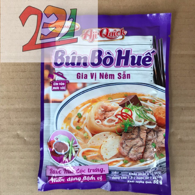 [59 g][Bún Bò Huế] Túi Gia Vị Nêm Sẵn Aji Quick