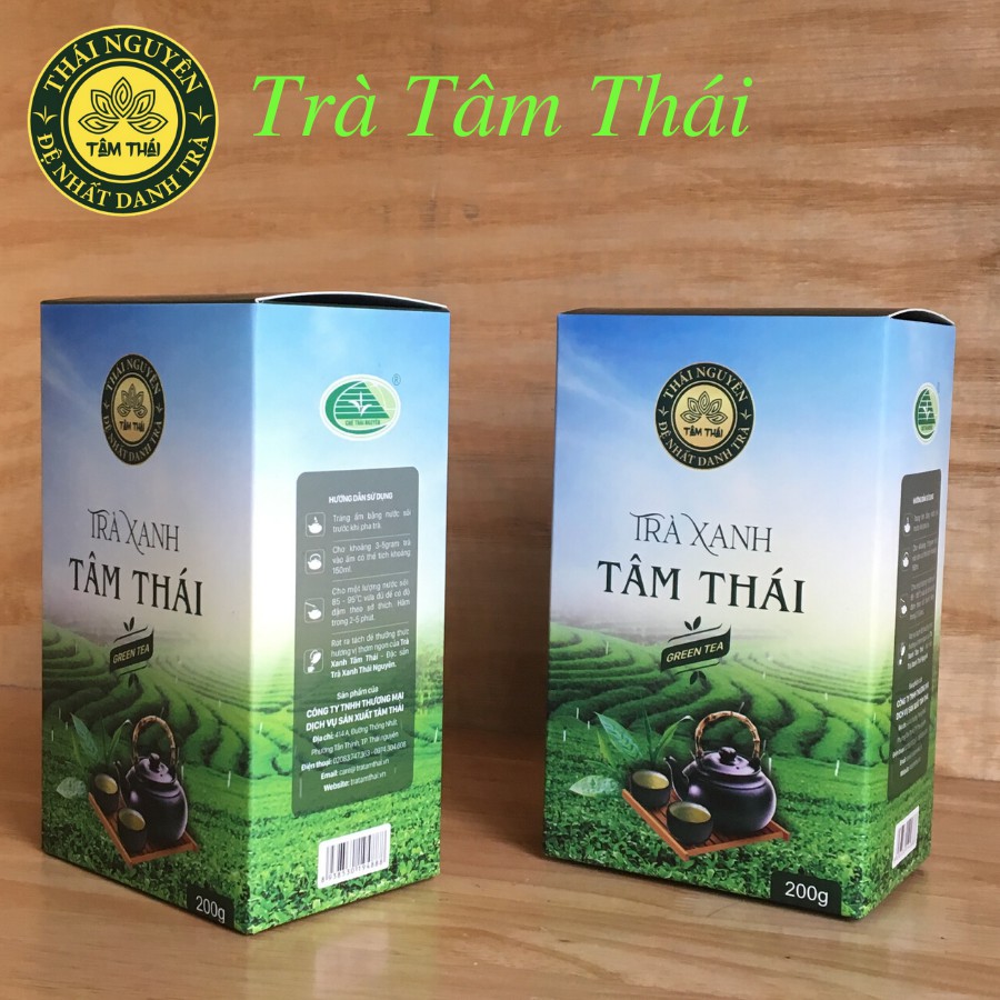 Hộp giấy quà biếu Trà Thái Nguyên 200g-Túi xách quà biếu Trà Thái Nguyên-Trà Xanh Tâm Thái