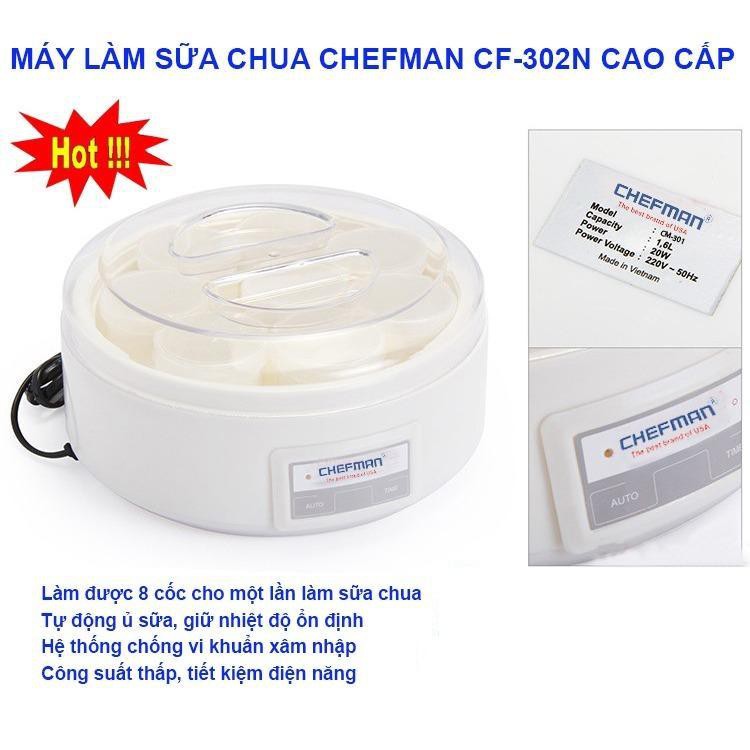 Máy làm sữa chua Chefman CM302T tặng kèm 8 cốc - Công suất 25w