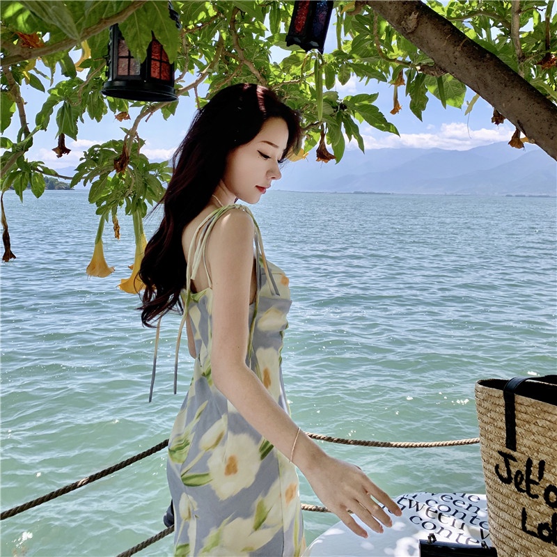 Đầm Dài In Hình Hoa Tulip Thời Trang Mùa Hè Cho Nữ