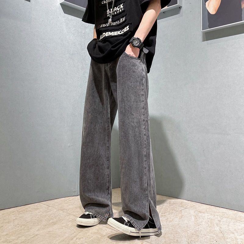 Quần Jean Dài Ống Rộng Xẻ Tà Thời Trang Cá Tính Cho Nam
