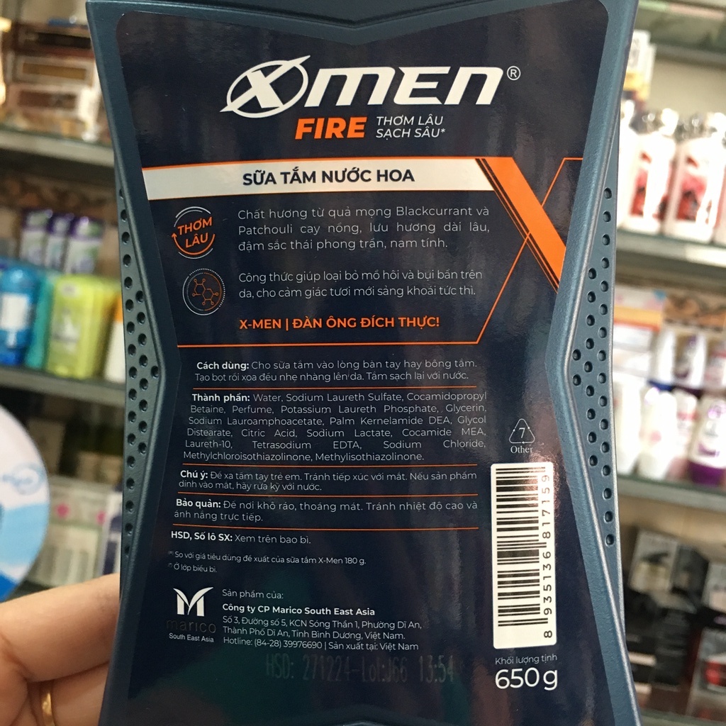 Sữa tắm nước hoa X-Men Fire Active thơm mạnh mẽ 650g