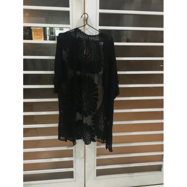 Áo Choàng Kimono Đi Biển Ren Mỏng Sexy, Áo choàng đi biển ren ( trắng - đen) ་ | BigBuy360 - bigbuy360.vn