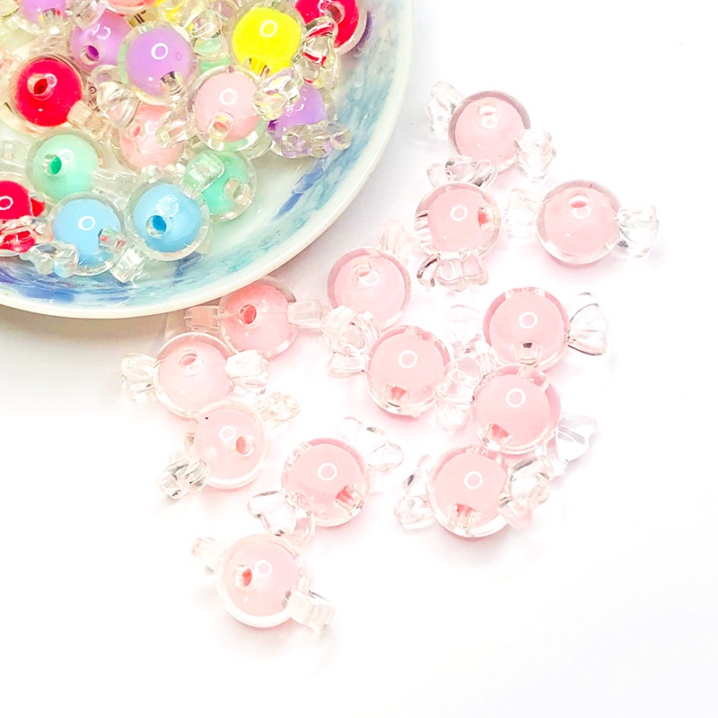 Set 20 Hạt Nhựa Acrylic Màu Kẹo Dùng Làm Trang Sức Cho Bé