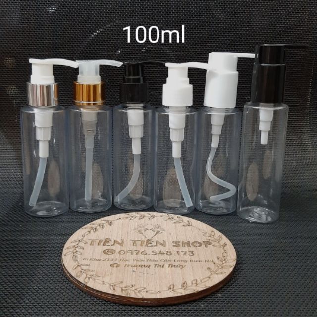 Chai nhựa trong 100ml vai vuông vòi ấn