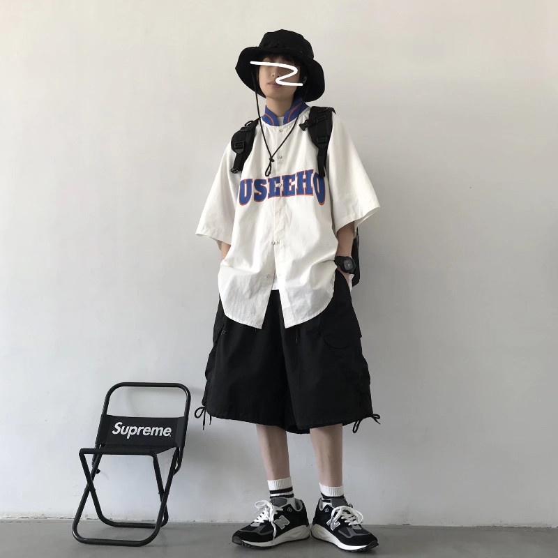 Quần Short Dáng Rộng Phối Nhiều Túi Phong Cách Hip Hop Đường Phố Cho Nam Size M-4XL