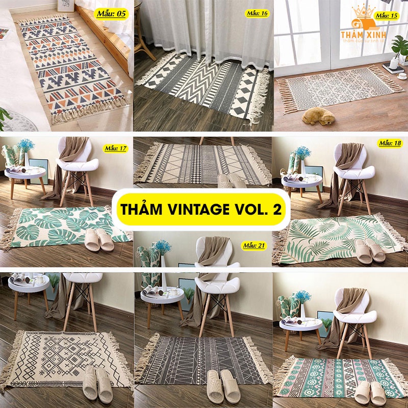 [CÓ SIZE LỚN 60x180cm] Thảm trải sàn phong cách Vintage dùng để trải sàn phòng khách, phòng ngủ [CÓ SẴN]