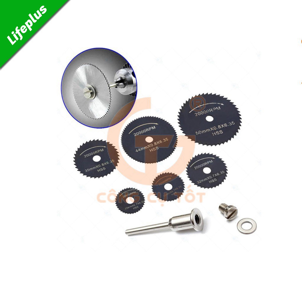 Bộ 6 lưỡi cưa đĩa mini 22-44mm thép gió đen dày 0.8mm