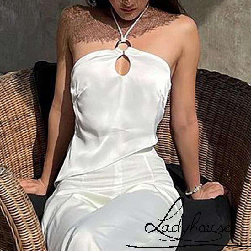 Áo crop top không tay hở lưng màu sắc trẻ trung cho nữ