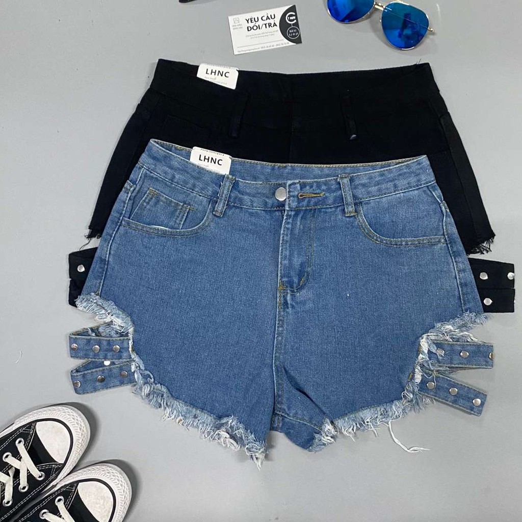 [Hàng có sẵn]Quần shorts jean nữ lưng cao Ulzzang Quảng Châu QNJ5