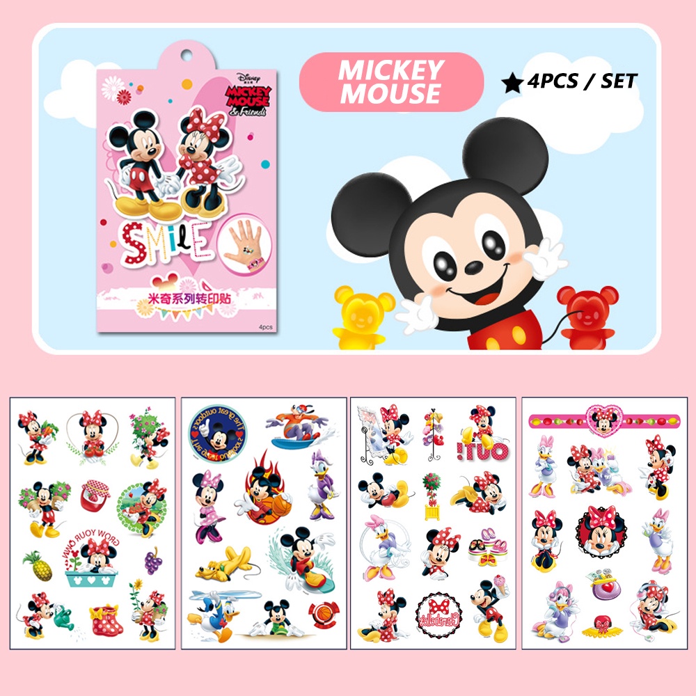 DISNEY Hình Xăm Dán Chống Nước Hình Chuột Mickey Minnie Và Kỳ Lân Đáng Yêu Cho Bé