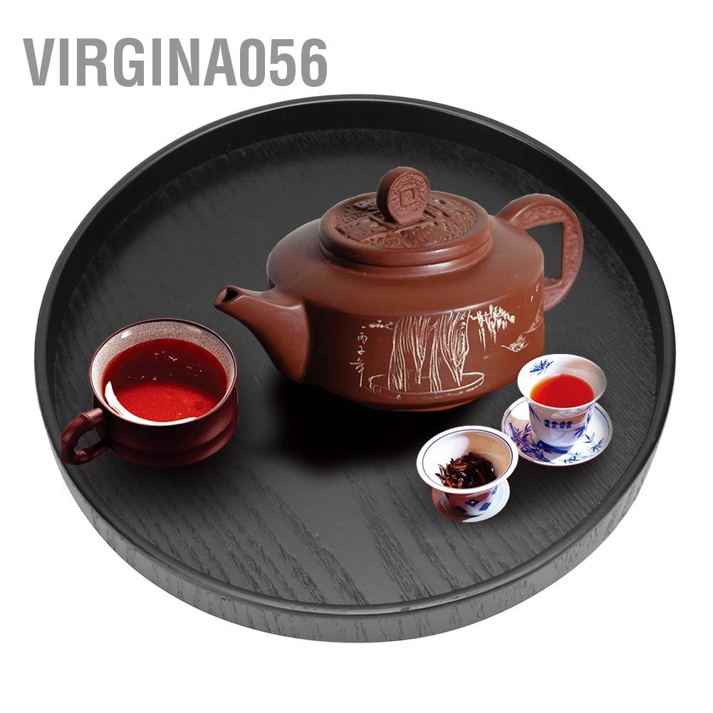 Hàng Hot Hộp đựng cốc trà hình tròn màu đen bằng gỗ Người giữ khay phục vụ quán cà phê đĩa Hàng giao ngayVirgina056